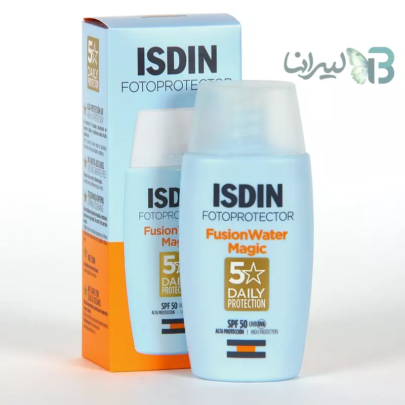 ضدآفتاب بدون رنگ ایزدین SPF50 مدل Fusion Water Magic ‌مناسب انواع پوست، حجم 50 میلی‌لیتر(اسپانیا)