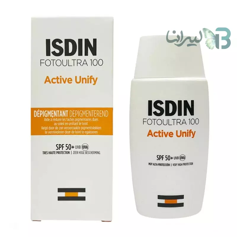 ضدآفتاب بدون رنگ ایزدین SPF50 مدل FOTOULTRA 100 ACTIVE UNIFY ‌، حجم 50 میلی‌‌لیتر(اسپانیا)