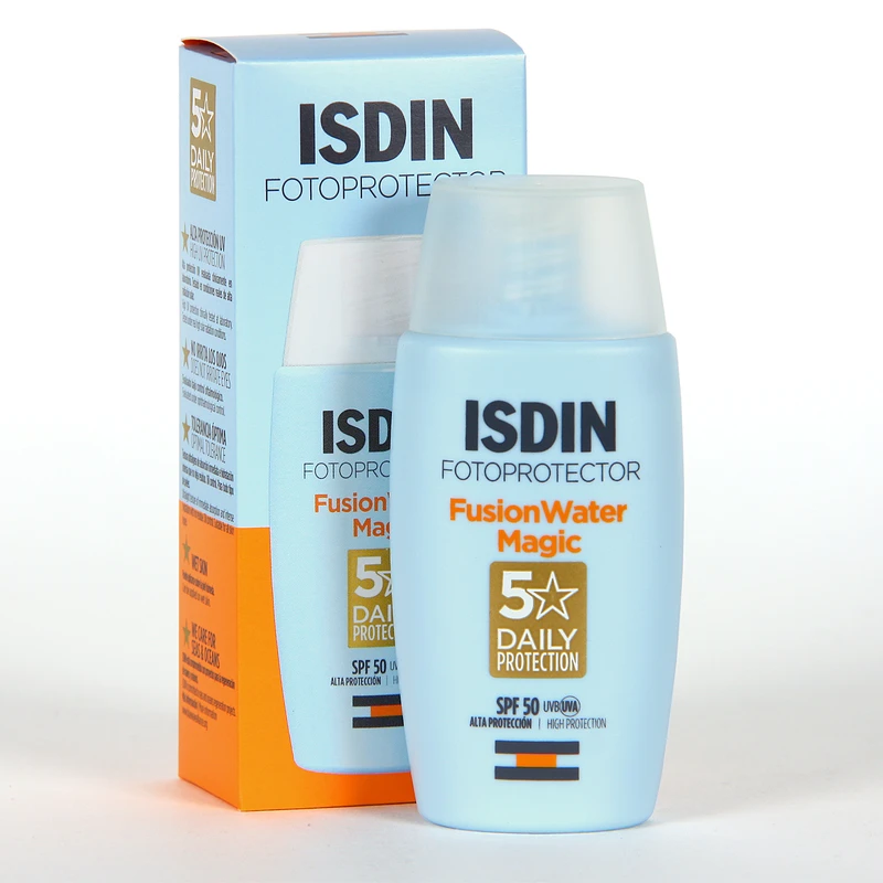 ضدآفتاب بدون رنگ ایزدین SPF50 مدل Fusion Water Magic ‌مناسب انواع پوست، حجم 50 میلی‌لیتر(اسپانیا)
